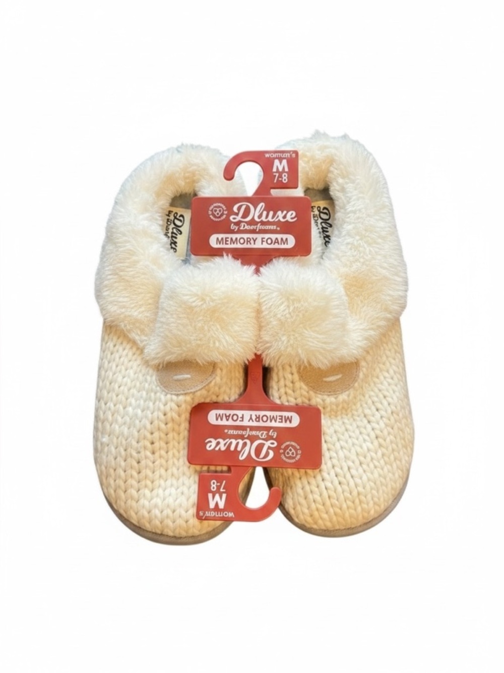 Dearfoams Deluxe Memory Foam Slippers – Size M (7–8)